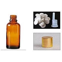 4PCS 5ml/10ml/30ml/50ml/100ml Empty Reusable Amber Glass Bottle Vial Jar Container with Gold Screw Lid and Inner Plug for Essential Oil Perfume Cosmetic (10ml)