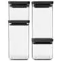 Brabantia Tasty+ Square Canister Set of 4, Dark Grey Brabantia Tasty+ Square Canister Set of 4, Dark Grey