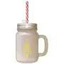 Yellow Christmas Tree Style 8 Frosted Glass Mason Jar With Straw