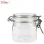 TANK-CN 250ML Plastic Square Clip Top Storage Jar with Airtight Seal Lid Kitchen Food Container Tableware Preserving Cosmetic Cream Organizer
