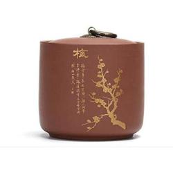 Retro Purple Clay Puer Tea Container Small Storage Jars Sealed Pot Of Ceramic Tea Cans For Travel Storage Household Tank Jar 1Pc,Plum Blossoms