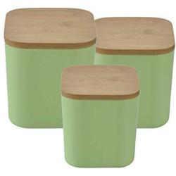 3pcs Dry Grains Food Storage Container Jars with Bamboo Lids Kitchen Organizers Storage Case