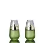 SYBL 2 Stück 30ml/1oz Hochwertige Leere Nachfüllbare Ei Form Grüne Glas Pump Flasche Kosmetikbehälter Reisebehälter für Emulsion, Serum, Essenz, Jar, Dose