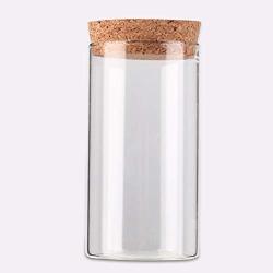 CloverUS 350ml Clear Glass Bottle with Sealed Cork Beans Tea Leaves Storage Container