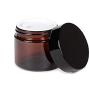 2oz 50ML Amber Round Glass Jars Bottle With Black Lids And Inner Liners Pot Container For Makeup Cosmetic Face Eyes Cream Lotion(2PCS)