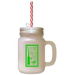 Green Wine Cheers Sad Revives Old Inspires Yong Frosted Glass Mason Jar With Straw