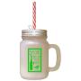 Green Wine Cheers Sad Revives Old Inspires Yong Frosted Glass Mason Jar With Straw