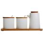 LQQGXLCondiment bottle, jar condiment storage box Spice jar white, ceramic sugar jar with lid, condiment jar, seasoning box set with lid spoon and tray
