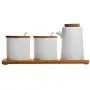 LQQGXLCondiment bottle, jar condiment storage box Spice jar white, ceramic sugar jar with lid, condiment jar, seasoning box set with lid spoon and tray 翻译：

LQQGXL Gewürzflasche, Glaskaraffe, Gewürzebehälter weiß, Keramik-Zuckerglase mit Deckel, Gewürzbeh
