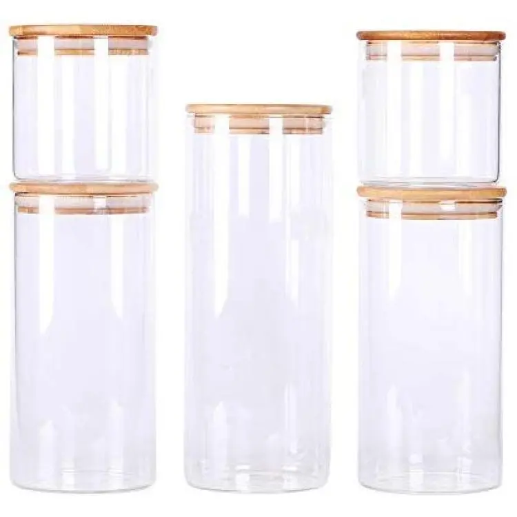 Glass Food Storage Containers with Lids by Sweetzer and Orange - Set of 4  Kitchen Canisters - Candy, Cookie, Rice and Spice Jars - Sugar or Flour