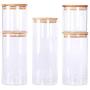 Stackable Kitchen Canisters Set, Pack of 5 Clear Glass Food Storage Jars Containers with Airtight Bamboo Lid for Candy, Cookie, Rice, Sugar, Flour, Pasta, Nuts