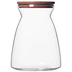 Kitchen Food Storage Jar Airtight Food Storage storage jar Transparent Glass Jar With Natural Bamboo Cover (Size : 1100ml)