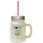 Black Love Begins At Home #1 Frosted Glass Mason Jar With Straw