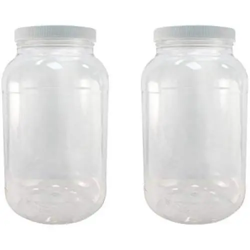 Pinnacle Mercantile Crystal Clear PET Plastic Jars Containers with Screw on Lids 1 gallon Set of 2 Wide Mouth