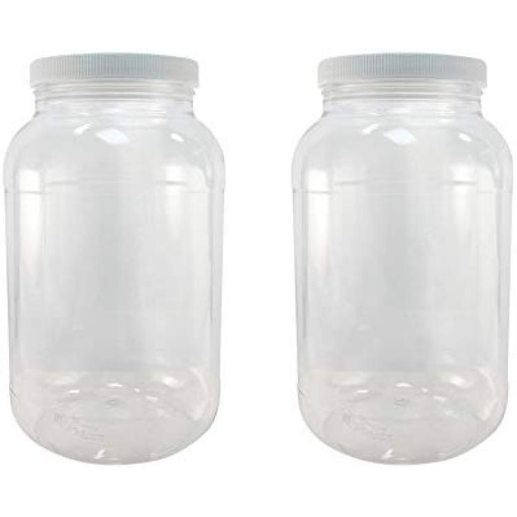 Clear plastic jars with screw lids