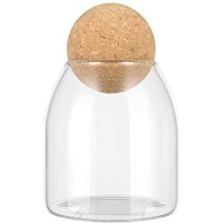 Hemoton Glass Storage Jar, Food Storage Container with Round Cork, Glass Grains Containers, Food Storage Jar, Beans Storage Container for Candy Sugar Coffee Tea Spice Salt, 500ML