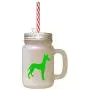 Grüne Podenco Canario Silhouette Frostglas Mason Jar mit Strohhalse