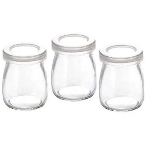 Sunormi 100ml Glass Yogurt Pudding Jars Bottles With Plastic Lids Replacement 3oz Jars for Yogurt Maker - 3Pcs Sunormi 100ml Glass Yogurt Pudding Jars Bottles With Plastic Lids Replacement 3oz Jars for Yogurt Maker - 3Pcs