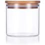 10 oz Premium Borosilicate Clear Glass Jars with Bamboo Silicone Sealed Lid (1 Pack) + Labels