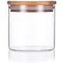 10 oz Premium Borosilicate Clear Glass Jars with Bamboo Silicone Sealed Lid (1 Pack) + Labels