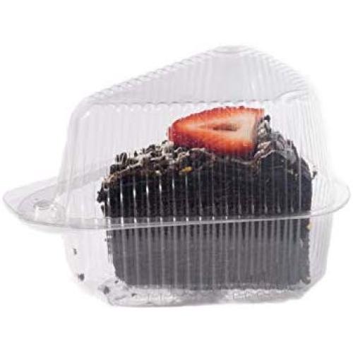 Hinged, Clear Single-Slice Pie/Cake/Cheesecake Container (High Dome Lid) - 100 Pieces