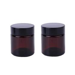 2PCS 100ML 3.4OZ Brown Empty Glass Cream Bottles with Black Screw Cap and Inner Cover Face Hand Cream Lotion Storage Holder Makeup Case Refillable Cosmetic Container Jar for Travel Daily Life Use