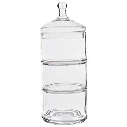 HOUSIYU Mehrfachschichtige Süßigkeitenbehälter, Desserttisch Stapelbare transparente Glas-Süßigkeiten-Schale/Keksbehälter/Behälter/Küchen- und Badezimmer-Aufbewahrung und -Organisation, Drei Ebenen