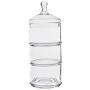 HOUSIYU Mehrfachschichtige Süßigkeitenbehälter, Desserttisch Stapelbare transparente Glas-Süßigkeiten-Schale/Keksbehälter/Behälter/Küchen- und Badezimmer-Aufbewahrung und -Organisation, Drei Ebenen