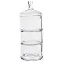 HOUSIYU Multi-Layer Candy Jar Dessert Table Stackable Transparent Glass Candy Tray/Cookie Jar/Canister/Kitchen and Bathroom Storage and Organization, Three Floors