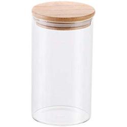 Yl Ly Bamboo Cover Transparent Glass Sealed Cans Kitchen Glass Bottle Household Food Candy Multi-Grain Jar Glass Jar 85150Mm_650Ml