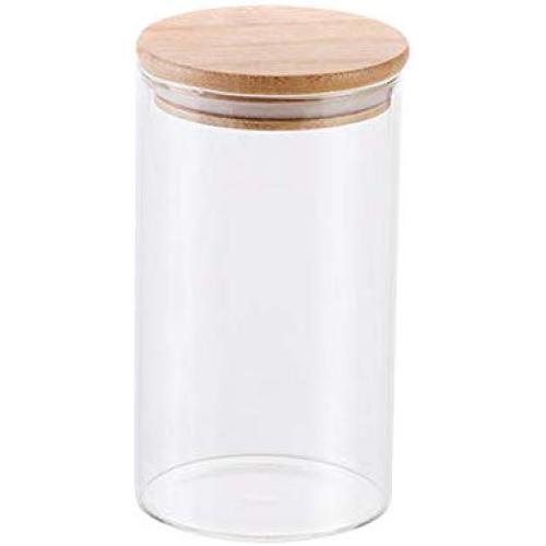 Yl Ly Bamboo Cover Transparent Glass Sealed Cans Kitchen Glass Bottle Household Food Candy Multi-Grain Jar Glass Jar 85150Mm_650Ml