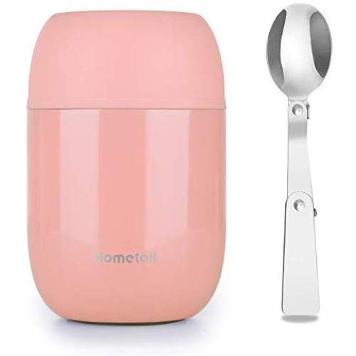 Hometall Food Jar Lunch Containers Thermos, Vacuum Insulated Stainless Steel, Lunch Box for Adult Kids with Folding Spoon 16 oz