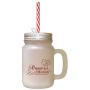 Maroon Organic Kitchen Real Food Chef Hat Frosted Glass Mason Jar With Straw