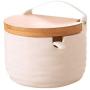 MEIXIU 1PC sugar bowl with lid spoon wooden seasoning jar kitchen tool salt storage box