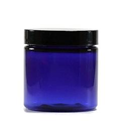 Blue 2 oz Plastic Jar Black Lid - Pack of 12