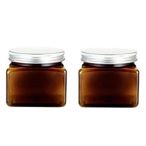 2PCS 500ML/16.66OZ Brown Refillable Wide Mouth Jars with Aluminum Caps Makeup Face Body Cream Lotion Bottles Empty Cosmetic Containers Food Storge Cases Pots