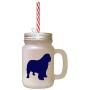 Navy Clumber Spaniel Silhouette Frosted Glass Mason Jar With Straw