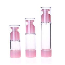 3Pcs Portable Empty Refillable Plastic Airless Pump Bottles Cosmetic Makeup Cream Lotion Toner Toiletries Liquid Sample Packing Storage Containers Vial Jar Pots(Pink-50ml/1.7oz)