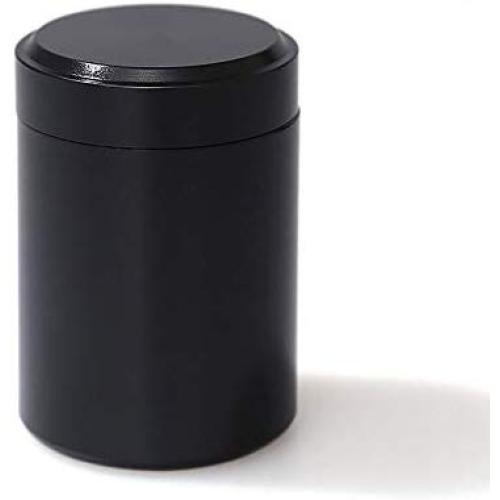 Portable Frosted Alloy Mini Round Tea Sealed Cans Coffee Powder Storage Container Tins with Lid Black