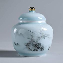 Cereal Containers Ceramic Tea Cans, Celadon Household Kitchen Storage Moisture-proof Cans Containers