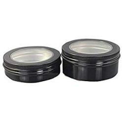 3.4oz Metal Tin Cans Screw Top Aluminum Round Tins Cans Cosmetic Storage Jar Containers Empty Container Cans with Clear Window For Lip Balm Spices Candies Tea 6Pcs (100ml)