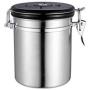 1Pc Stainless Steel Coffee Bean Sealing Can 500G Tea Sugar Storage Tanks With Exhaust Valve Vacuum Seal Storage Bean Container,Silver