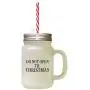 Marineblau: Bitte nicht öffnen bis Weihnachten - Frostgetränkter Glas-Mason Jar mit Stroh