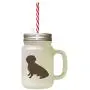 Brown Alpine Dachsbracke Silhouette Frosted Glass Mason Jar With Straw Brown Alpine Dachsbracke Silhouette Frosted Glass Mason Jar With Straw