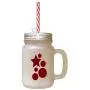 Rotbraunes Start, Frostglas-Mason-Jar mit Strohhalse