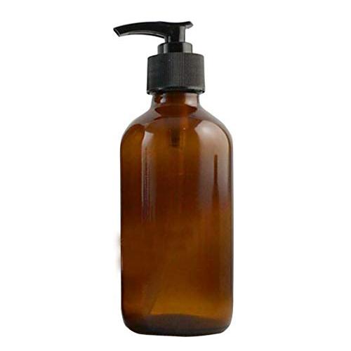 1PK (250ml/8.3oz) Amber Empty Pump Glass Bottle Large Capacity Portable Refillable Bottle Pot Makeup Holder Packing Bottle Container Jar for Lotion Emulsion Shampoo Bath Cream Shower Gel