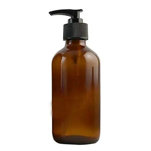 1PK (250ml/8.3oz) Bernsteinleere Pumpglasflasche Große Kapazität Tragbar Wiederbefüllbare Flasche Behälter für Lotion Emulsion Shampoo Badecreme Duschgel