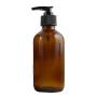 1PK (250ml/8.3oz) Amber Empty Pump Glass Bottle Large Capacity Portable Refillable Bottle Pot Makeup Holder Packing Bottle Container Jar for Lotion Emulsion Shampoo Bath Cream Shower Gel