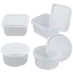 Mini Plastic Storage Containers with Lids assorted, Ounce Plastic Wide-Mouth Storage Jars, Free Microwave (10-ct. Pack)