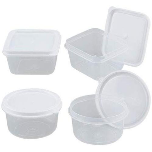 Mini Plastic Storage Containers with Lids assorted, Ounce Plastic Wide-Mouth Storage Jars, Free Microwave (10-ct. Pack)